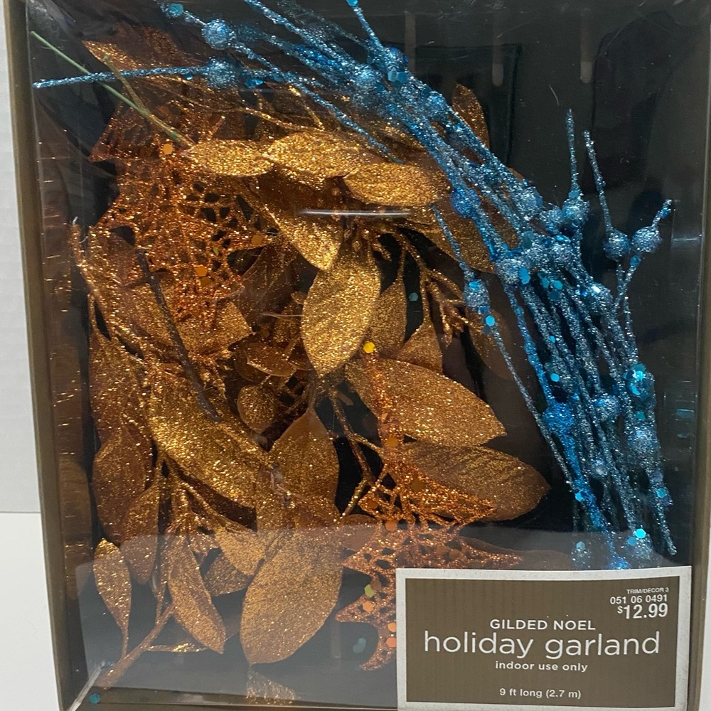 Holiday garland in turquoise and orange